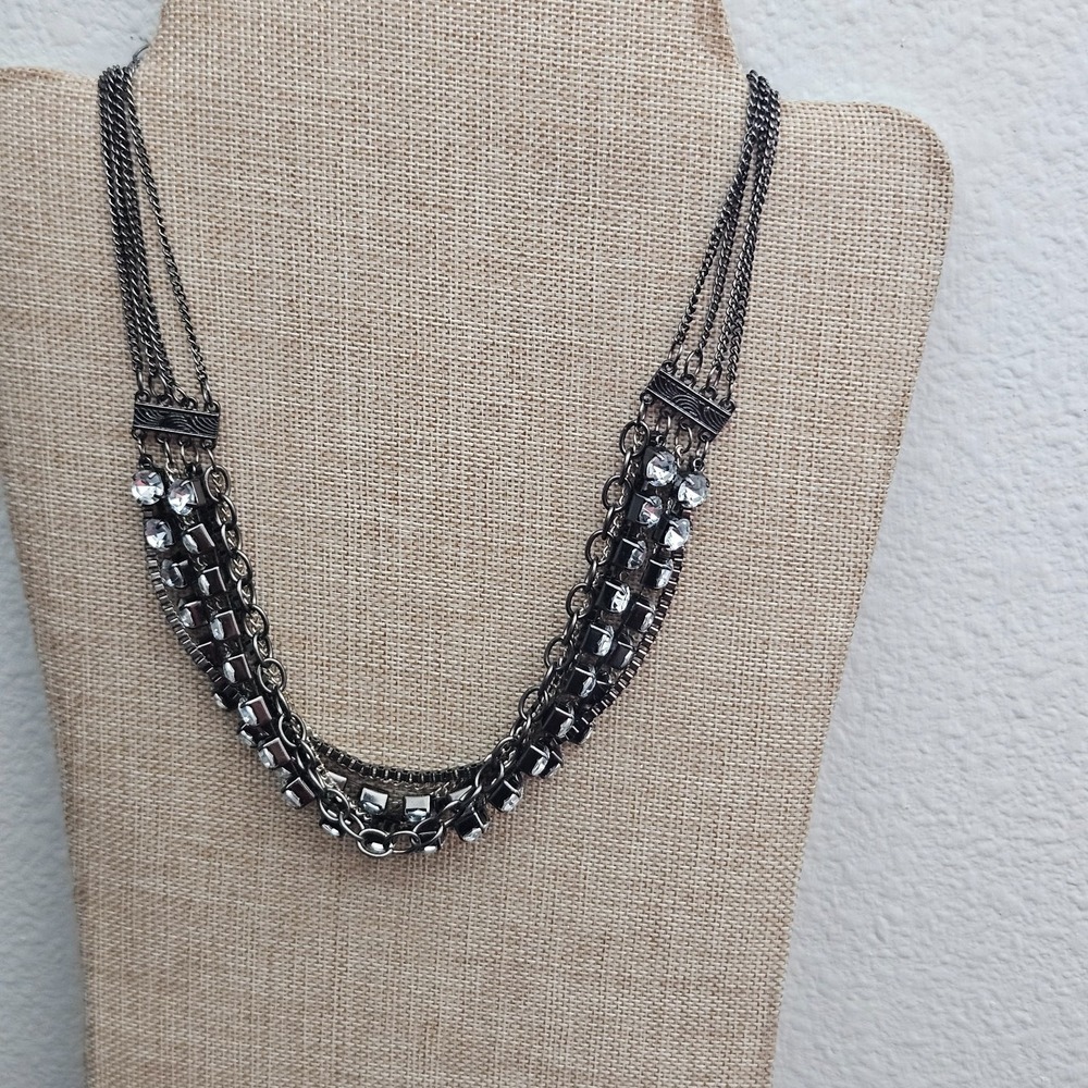 Multi Strand Mix Metal Chain Link Necklace Adjustable Length